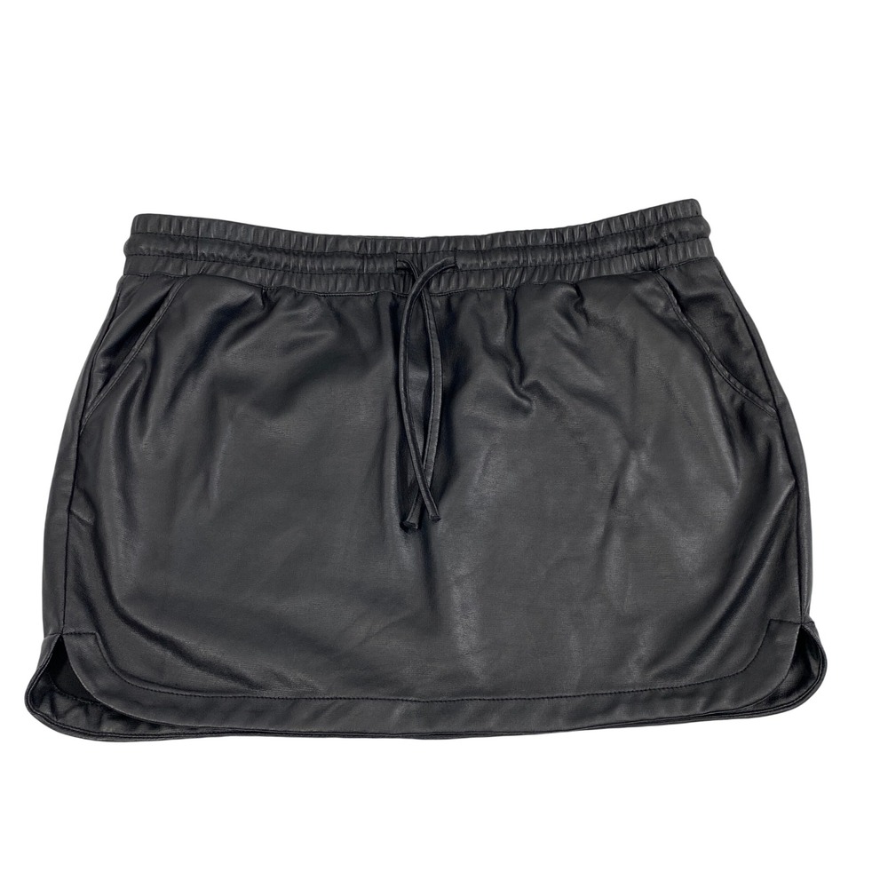 Harmony + Havoc Mini Skirt Women Large Black Faux Leather Goth Punk Hipster Edgy